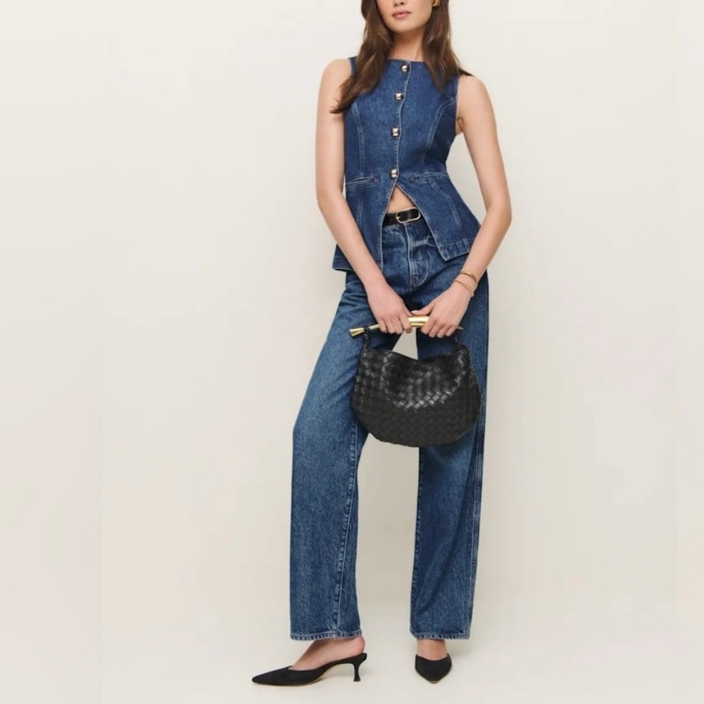 NWT Reformation Blue Denim Ophelia Top